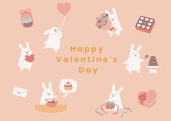 うさぎとチョコレートのバレンタインイラストセット
