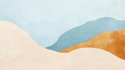 Obraz premium Abstract Landscape Featuring Soft Blue Beige And Gold Hues