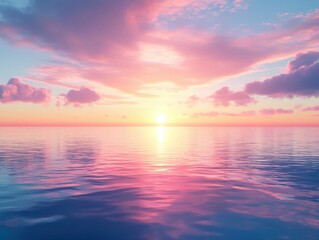 Obraz premium serene sunset over calm ocean waters