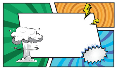 Blank comic cartoon frame colorful background template vector