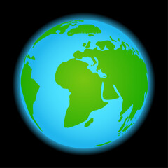 Planet Earth on Black Background Isolated Illustration