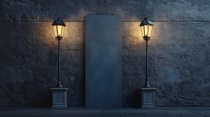 Naklejka premium Front view of an extra-large tall stucco-textured plaque panel with an empty space for copy.