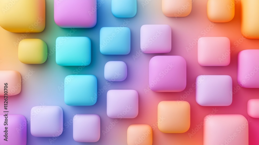 Poster colorful background with many different colored squares. the squares are all different sizes and col