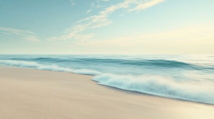 Obraz premium Serene Ocean Waves Gently Crashing on Sandy Beach
