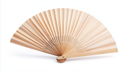 A Traditional white Chinese fan, white background