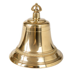 Gold bell, shiny surface, transparent or white isolate background