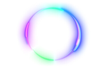 Abstract frame futuristic bright glowing neon laser line twirl curve circle.