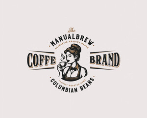 Fototapeta premium Set vintage Arabica Coffee Barista logo template for food and beverages business company