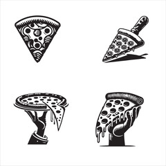 Vintage Pizza Silhouette Collection - Slices and Serving Hands