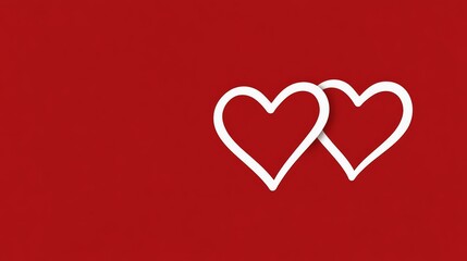 Two hearts are on a red background. Concept of love and affection