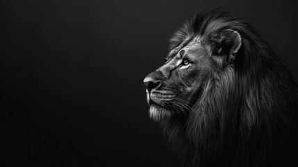 Naklejka premium Majestic Lion Portrait in Monochrome