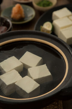 Kyoto-style boiled tofu with grated momiji ( Daikon Radish and Chili Peppers Grated Together)