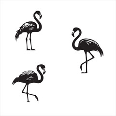 Elegant Flamingo Silhouette - Clean Vector Art on White Background