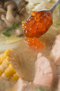 Hokkaido-style Ishikari nabe with salmon roe