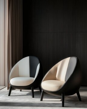 Elegant Scandinavian Living Room with Contemporary Chairs in Bold Contrast Design