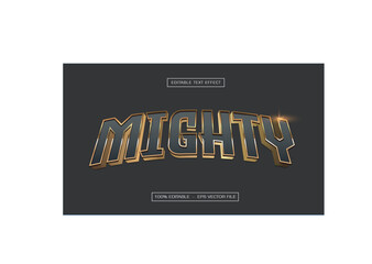 Mighty Text Effect, Editable 3D Gold Text Style