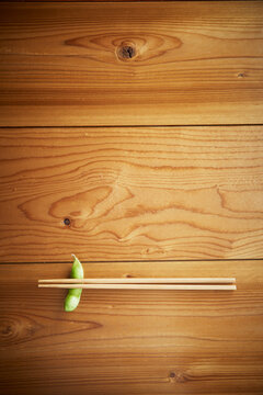 Edamame chopstick rests and chopsticks