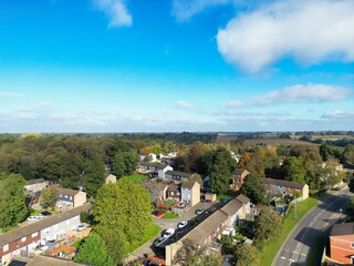 Naklejka premium High Angle View of Central Northampton City of England United Kingdom, Aerial Residential Homes Footage of Drone's Camera Was Captured from Medium High Altitude on October 25th, 2023