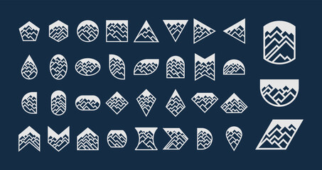 Flat basic shape mountain logo icon set
