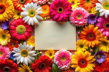 Macro Flower Frame Empty Card, Blank Greeting Card Photography, Floral Border, Copy Space, Nature Background, Close Up, Detailed Texture
