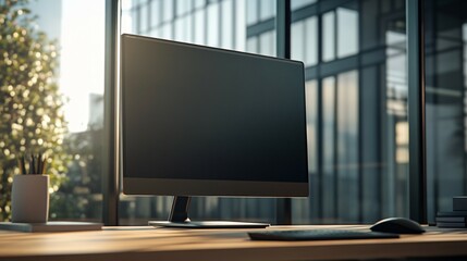 Fototapeta premium Modern Desktop Computer Screen Near Window