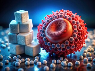 Microscopic Blood Sugar: Blood Cell & Sugar Cube Architectural Photography