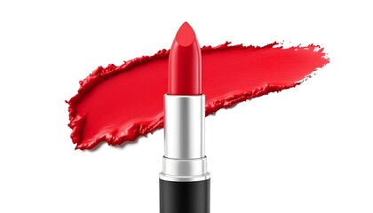 Obraz premium lipstick, tube, red, bright, shade, isolated, white, background, makeup, cosmetics, beauty, vibrant, bold, fashion, glamour, feminine, elegant, stylish, detailed, realistic, highresolution, closeup, 