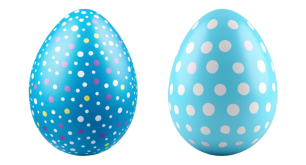 Blue Easter egg with small, colorful dots, clipart isolated on transparent background, png