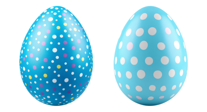 Blue Easter egg with small, colorful dots, clipart isolated on transparent background, png