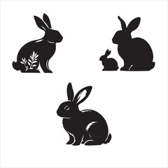 Adorable Rabbit Silhouette - Clean Vector Art on White Background