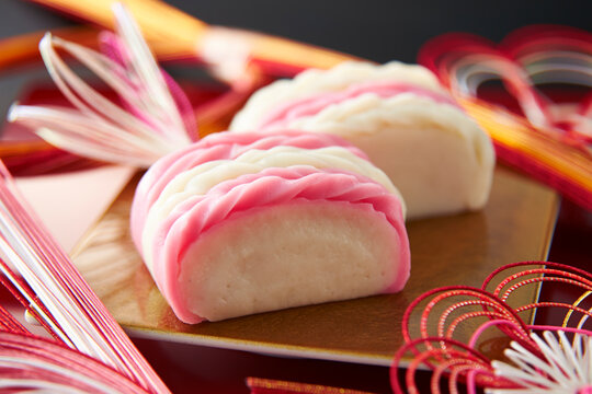 Red and white kamaboko