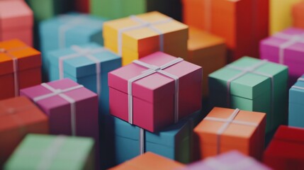 Obraz premium colorful gift boxes stacked together for celebrations