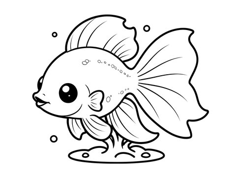 recommend clip art: Adorable Cartoon Betta Fish: A Coloring Page Delight