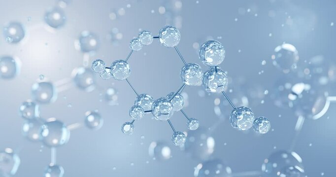 Leucic acid, rotating 3D model of 2-hydroxyisocaproic acid, seamless looped video