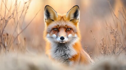 Obraz premium Red Fox in a Golden Meadow