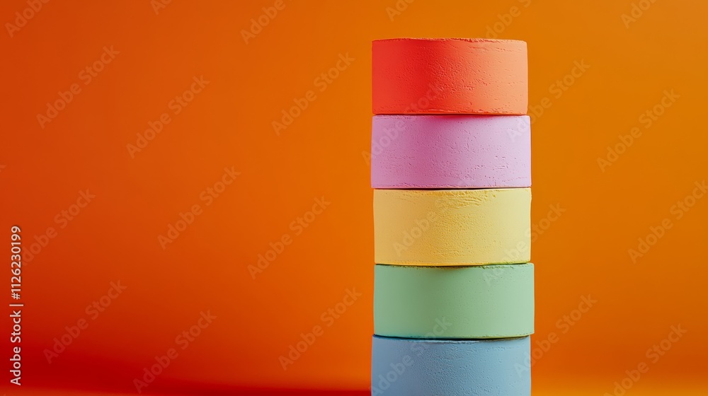 Poster stack of colorful blocks on top of each other. the blocks are of different colors and sizes. concept