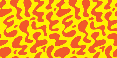 Abstract wavy y2k shape seamless pattern illustration. Modern minimalist art print background of psychedelic curvy shapes on