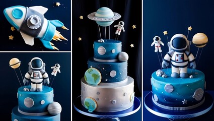 Fototapeta premium alien and ufo planet theme cake