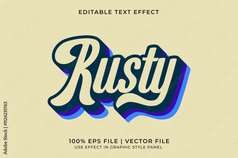 Fototapete 3d editable vector text effect in retro or vintage style