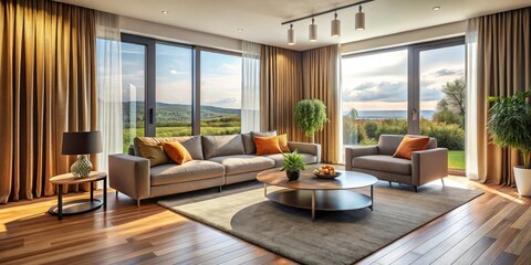 Smart Curtains, Automated Window Treatments, Modern Living Room, Light Control, Home Automation, Elegant Drapes, Interior Design