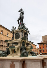 The Fountain of Neptune by Giambologna on Piazza Maggiore in Bologna. Italy