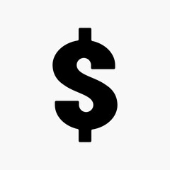 black dollar icon silhouette isolated on white background. vector illustration