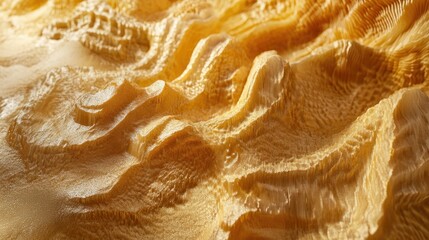 Obraz premium Detailed view of wave-like patterns in golden sand on a sunny beach, with fine textures visible