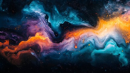 Fototapeta premium Vibrant Cosmic Explosion of Abstract Shapes and Colors in a Captivating Digital Artwork