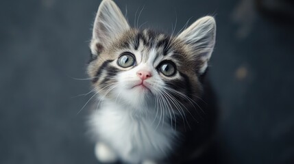 Fototapeta premium A Curious Kitten Gazing Upward
