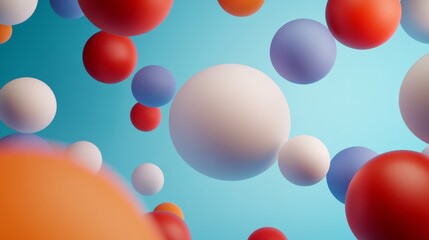 A bunch of colorful balls floating in the air
