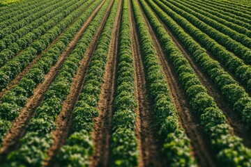 A field with rows broccoli