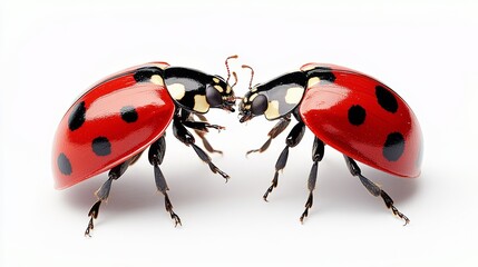 Two ladybugs are fighting each other