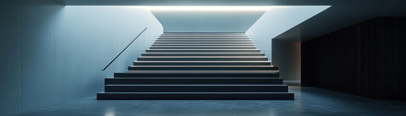 Fototapeta premium Minimalist Staircase in Serene Monochrome Setting