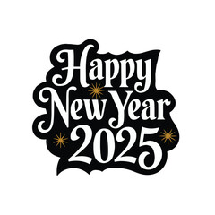 happy new year typography silhouette vector arts 